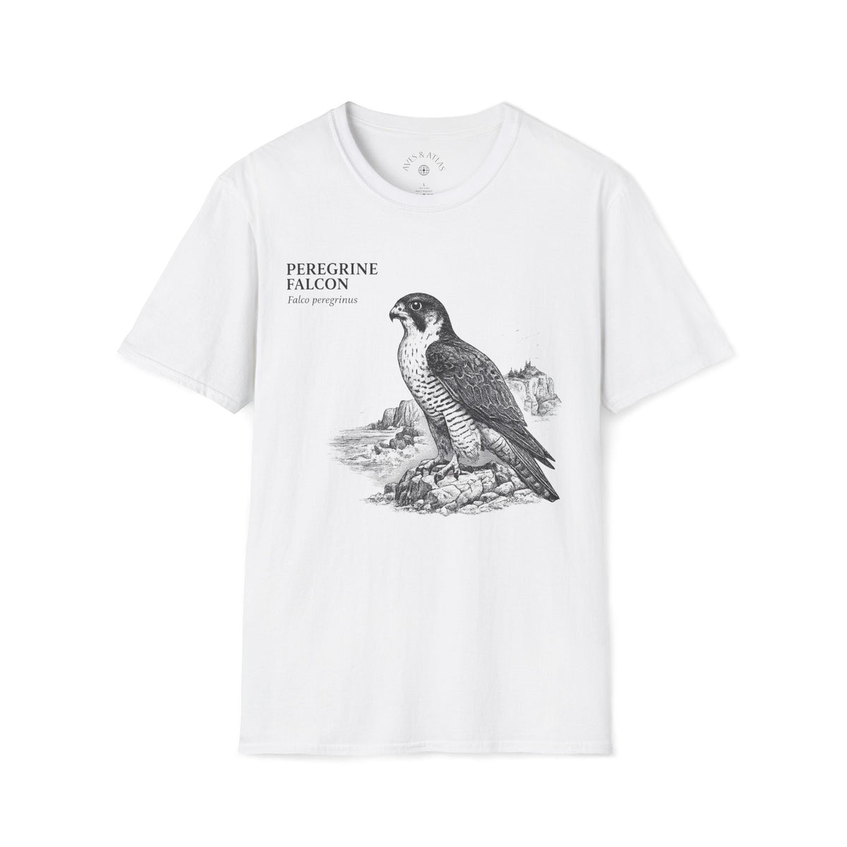 Peregrine Falcon T-Shirt featuring a vintage natural-history illustration