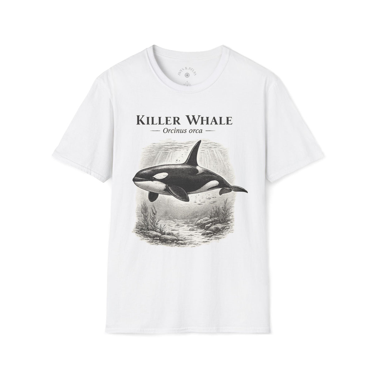 Killer Whale T-Shirt featuring a vintage natural-history illustration