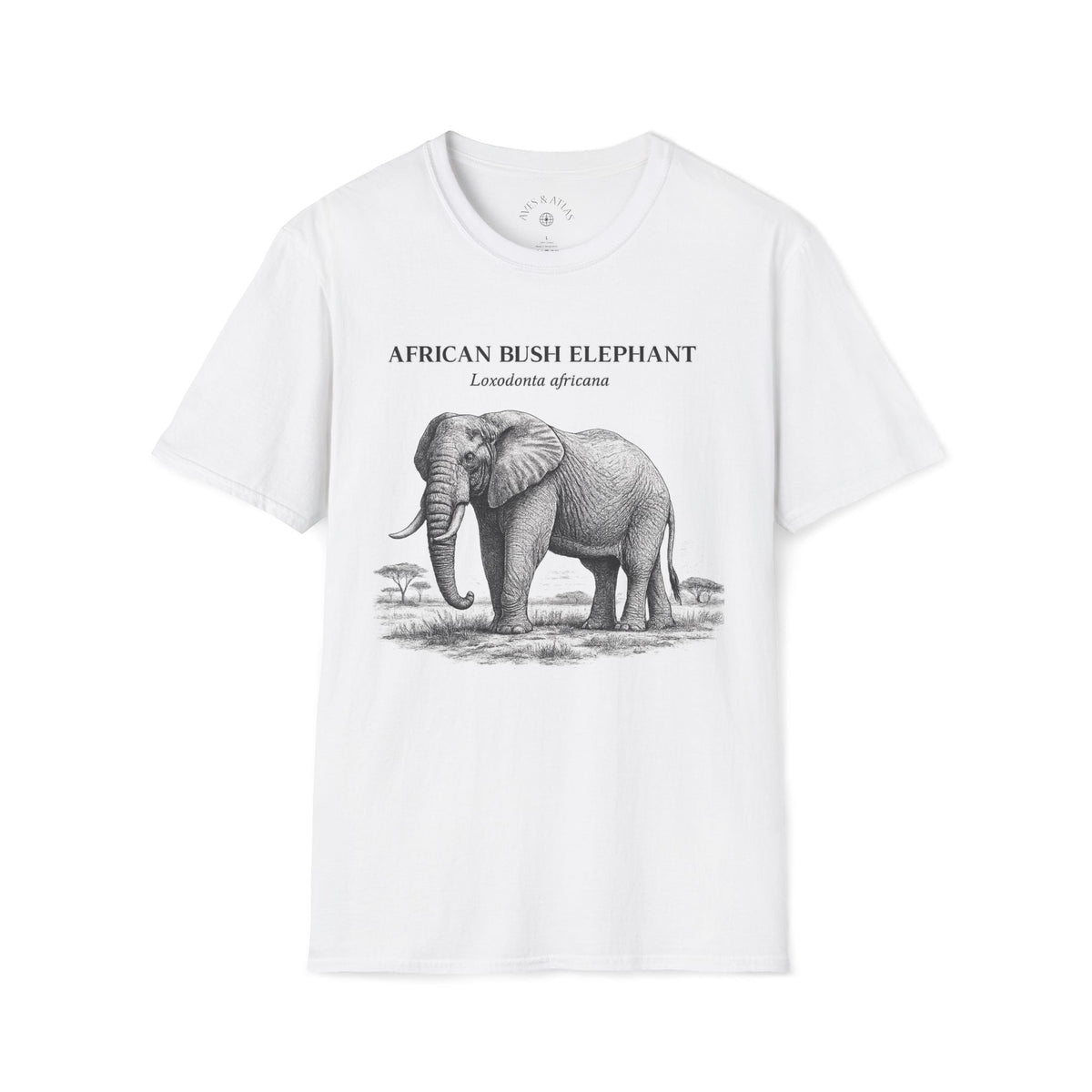 African Bush Elephant T-Shirt featuring a vintage natural-history illustration