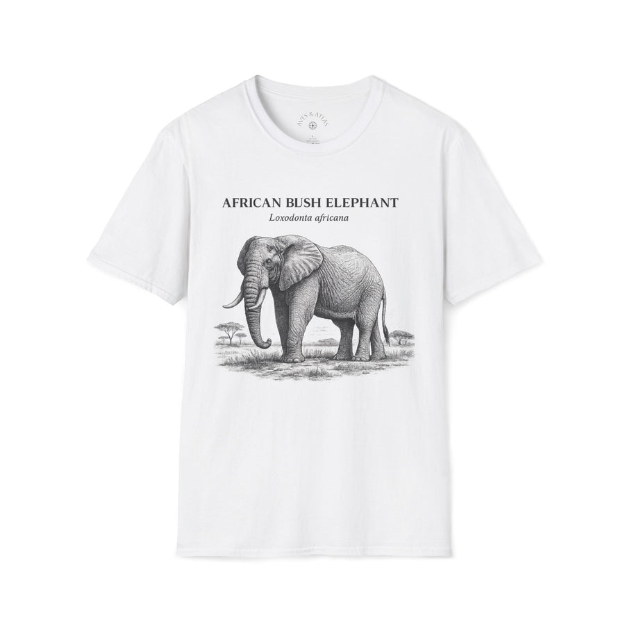 African Bush Elephant T-Shirt featuring a vintage natural-history illustration