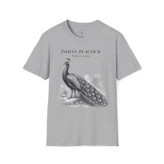 Indian Peacock T-Shirt front mockup in Sport Grey – product image 1