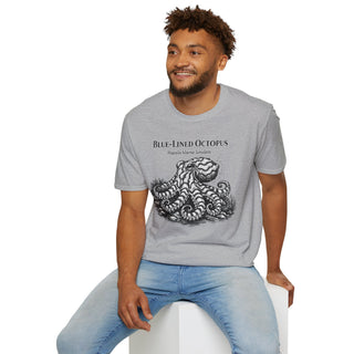 Blue-Lined Octopus T-Shirt in White – product image 4