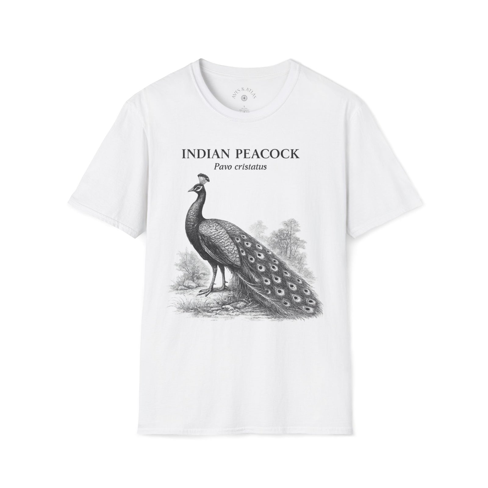 Indian Peacock T-Shirt in White – product image 1