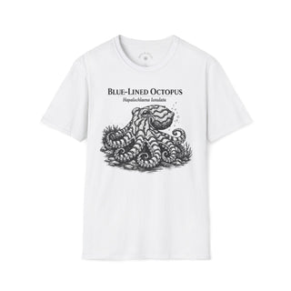 Blue-Lined Octopus T-Shirt front mockup in White – product image 1
