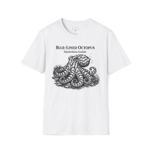Blue-Lined Octopus T-Shirt in White – product image 1