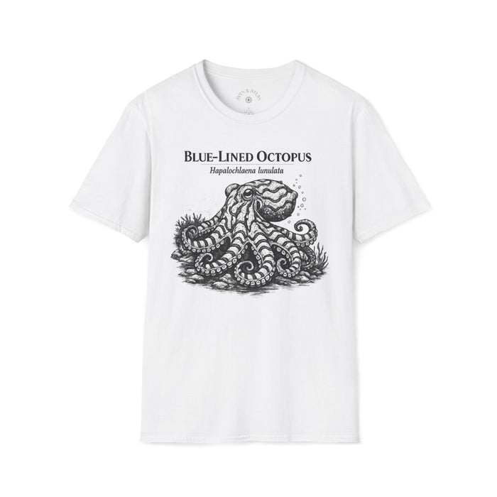 Blue-Lined Octopus T-Shirt in White – product image 1