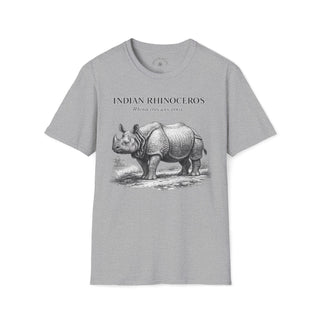 Indian Rhinoceros T-Shirt front mockup in Sport Grey – product image 1