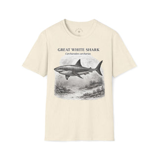 Great White Shark T-Shirt front mockup in Natural – product image 1