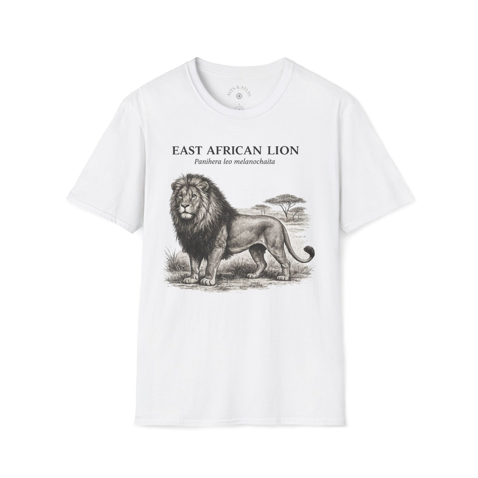 East African Lion T-Shirt in White – product image 1