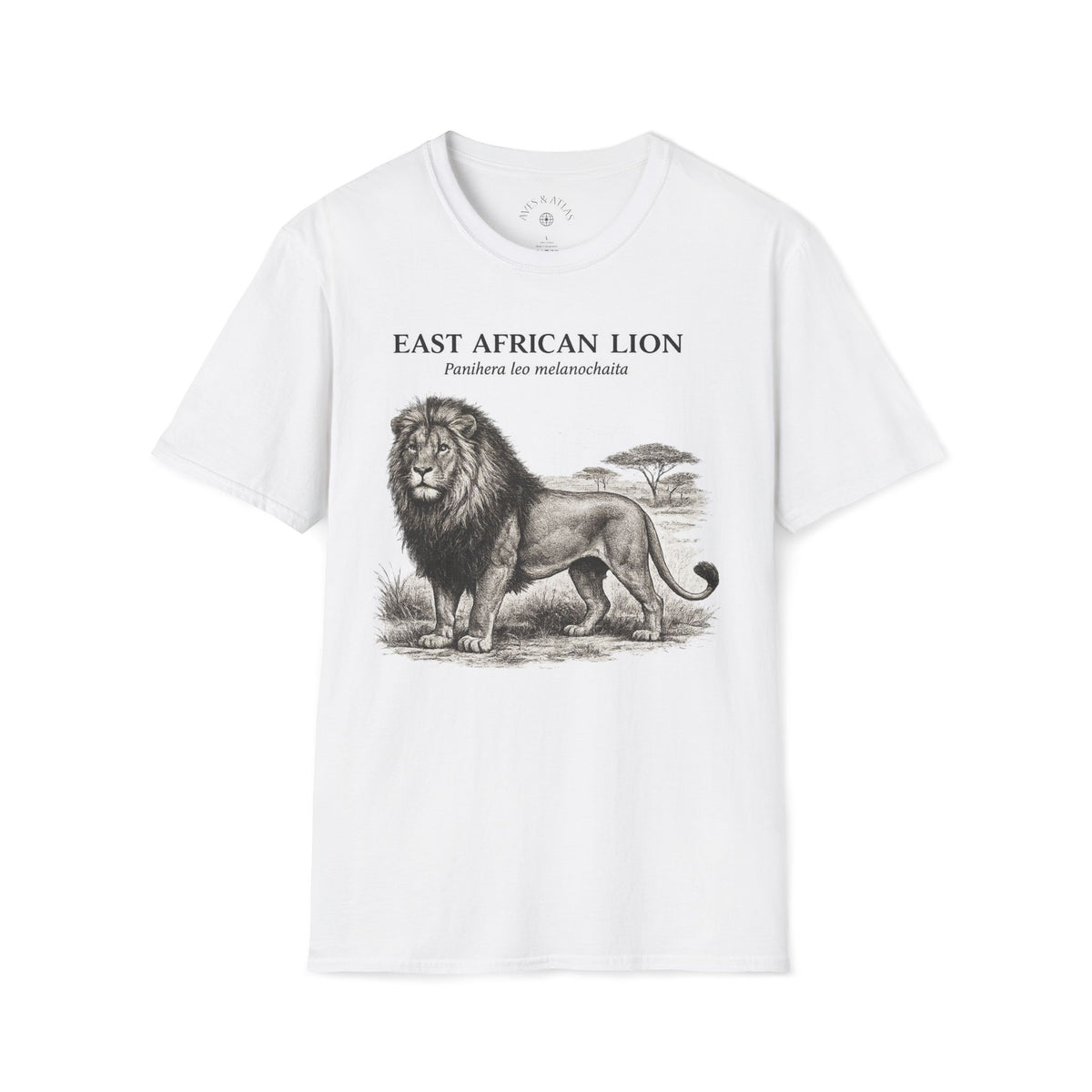 East African Lion T-Shirt front mockup in White – product image 1