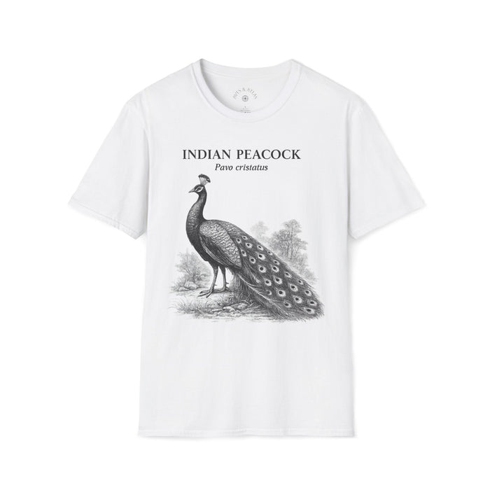 Indian Peacock T-Shirt front mockup in White – product image 1
