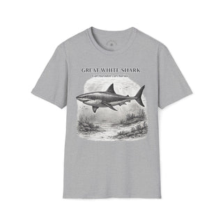 Great White Shark T-Shirt front mockup in Sport Grey – product image 1