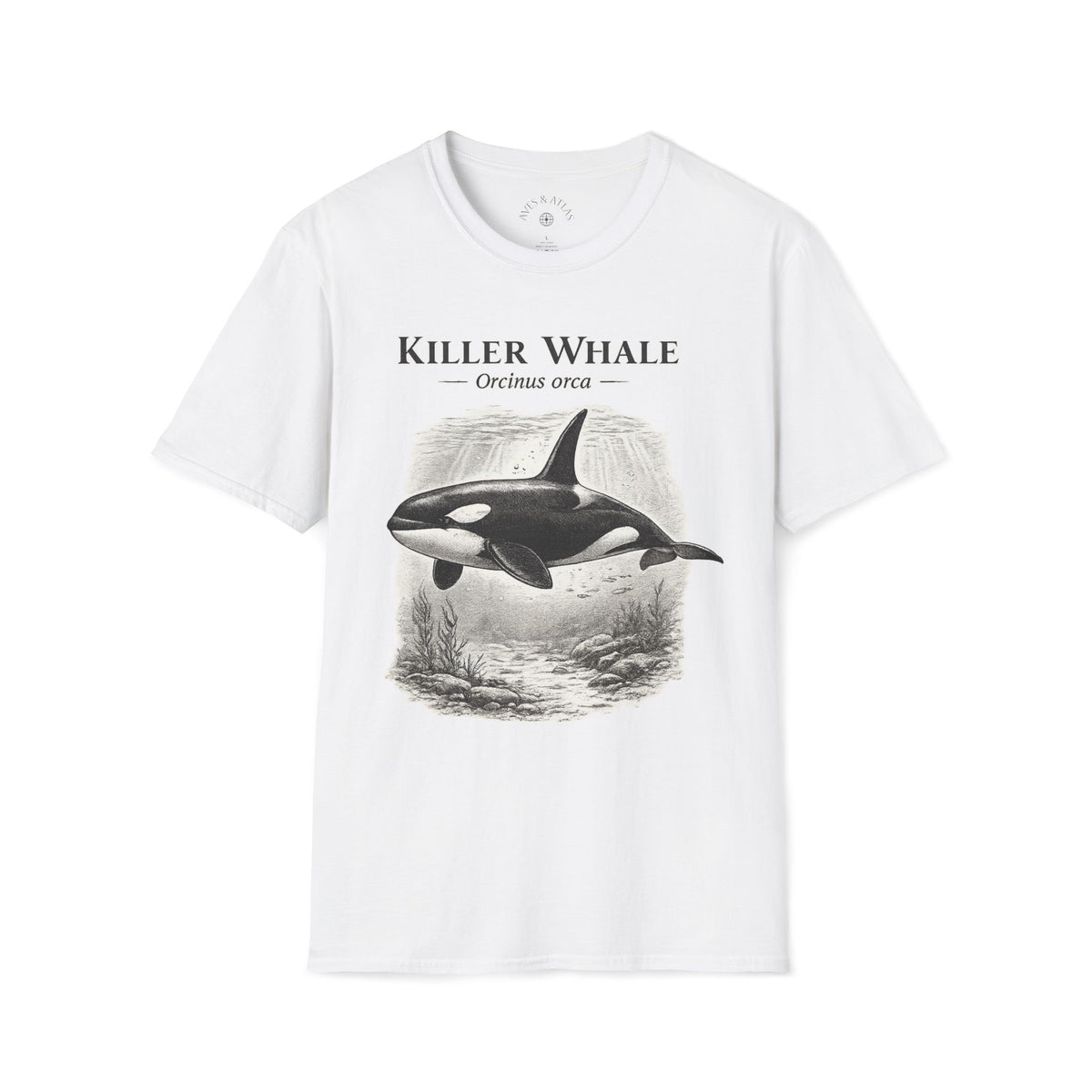 Killer Whale T-Shirt front mockup in White – product image 1