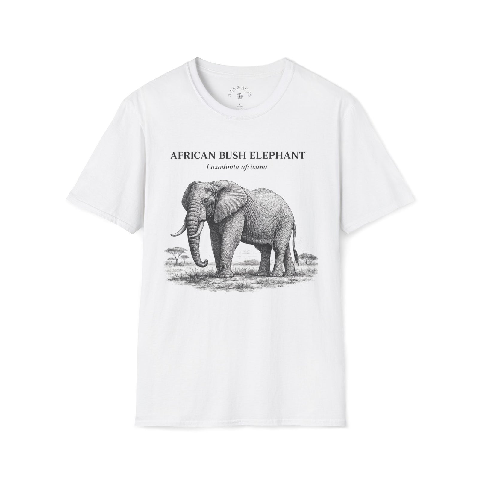 African Bush Elephant T-Shirt in White – product image 1