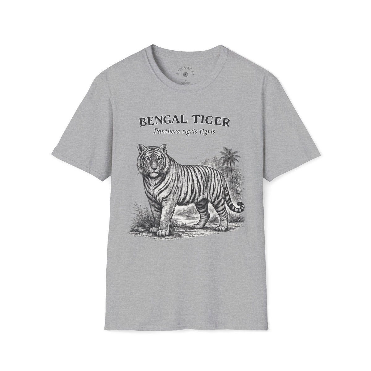 Bengal Tiger T-Shirt front mockup in Sport Grey – product image 1