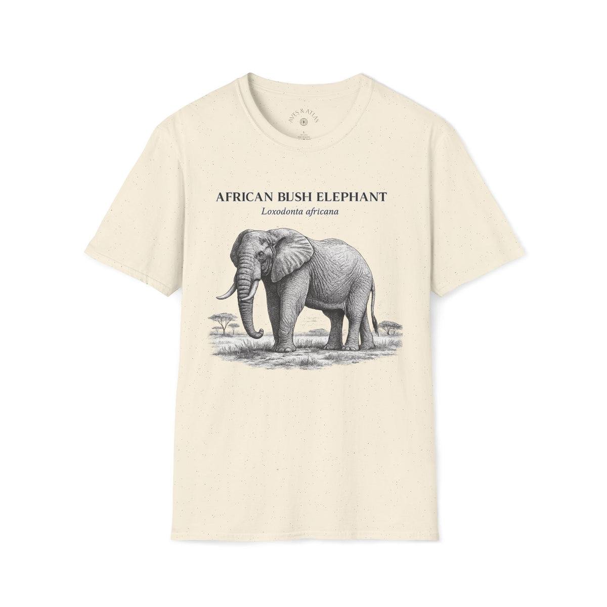 African Bush Elephant T-Shirt front mockup in Natural – product image 1