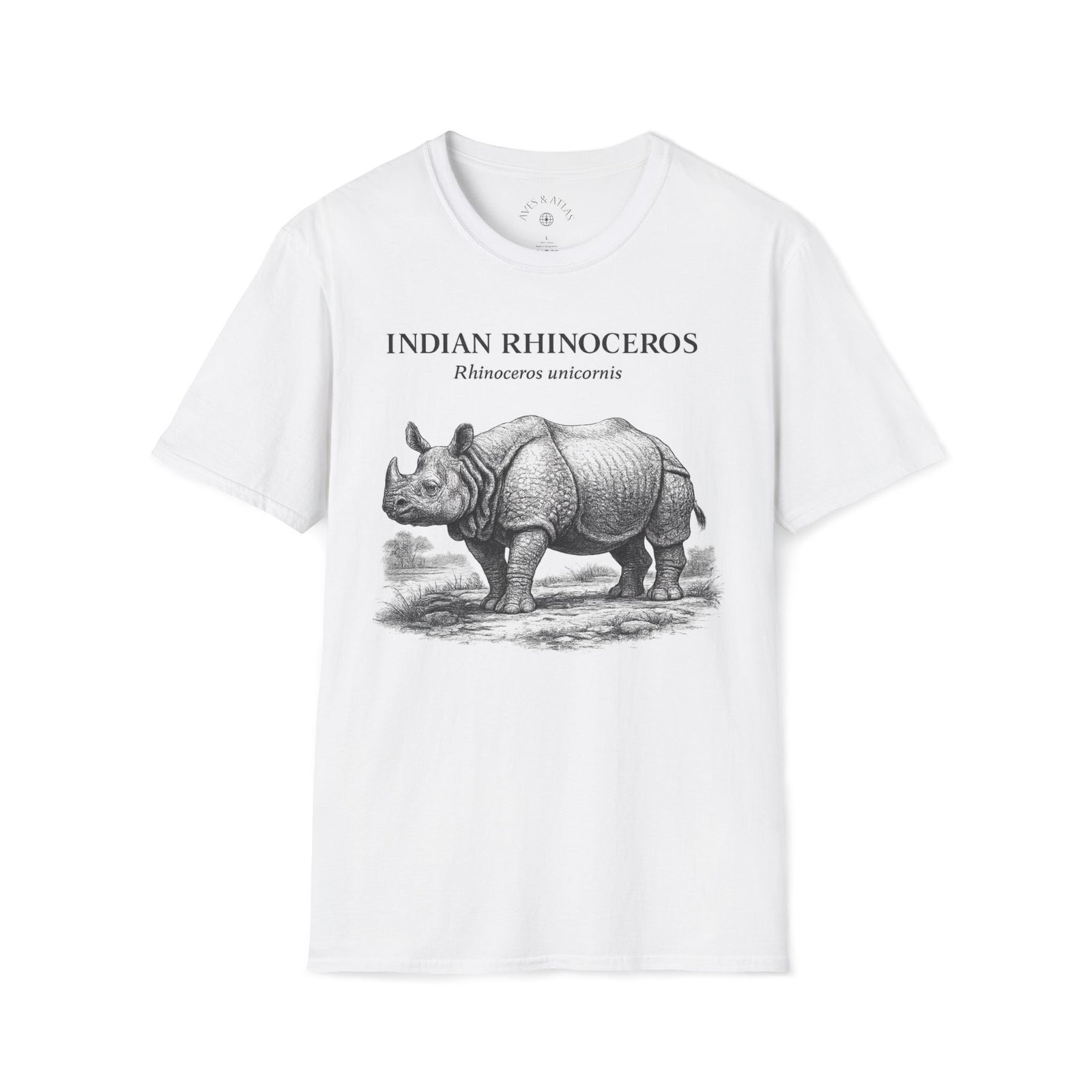 Indian Rhinoceros T-Shirt in White – product image 1